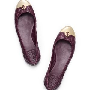 Burgundy Tory Burch Kaitlin Quilted Ballet Flat